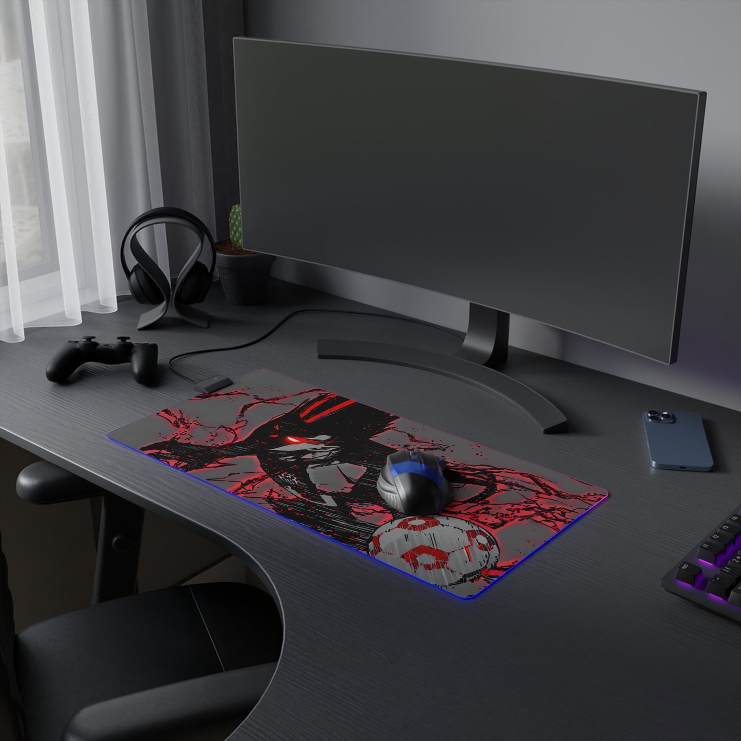 LED Gaming Mouse Pad - Blue Lock "The King" Baro Shoei