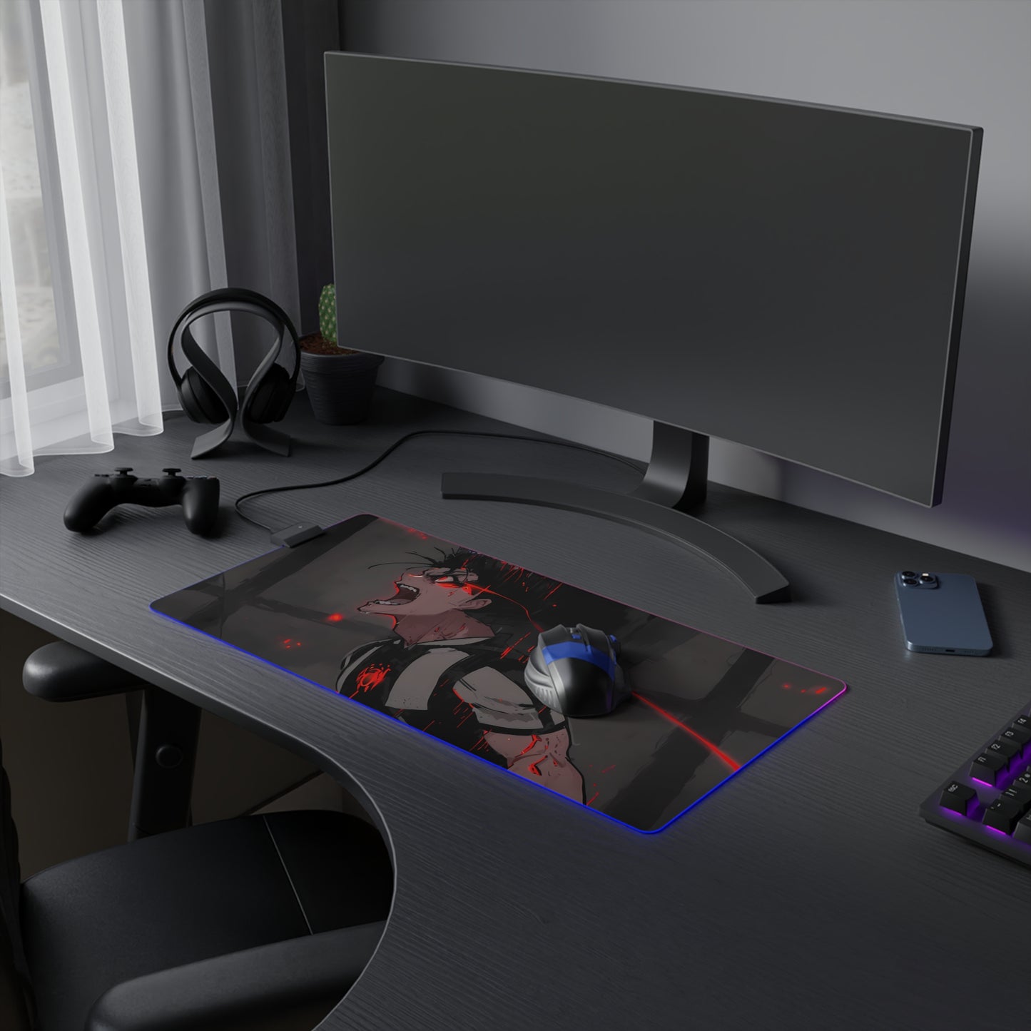 LED Gaming Mouse Pad - Blue The King Lock Baro Shoei