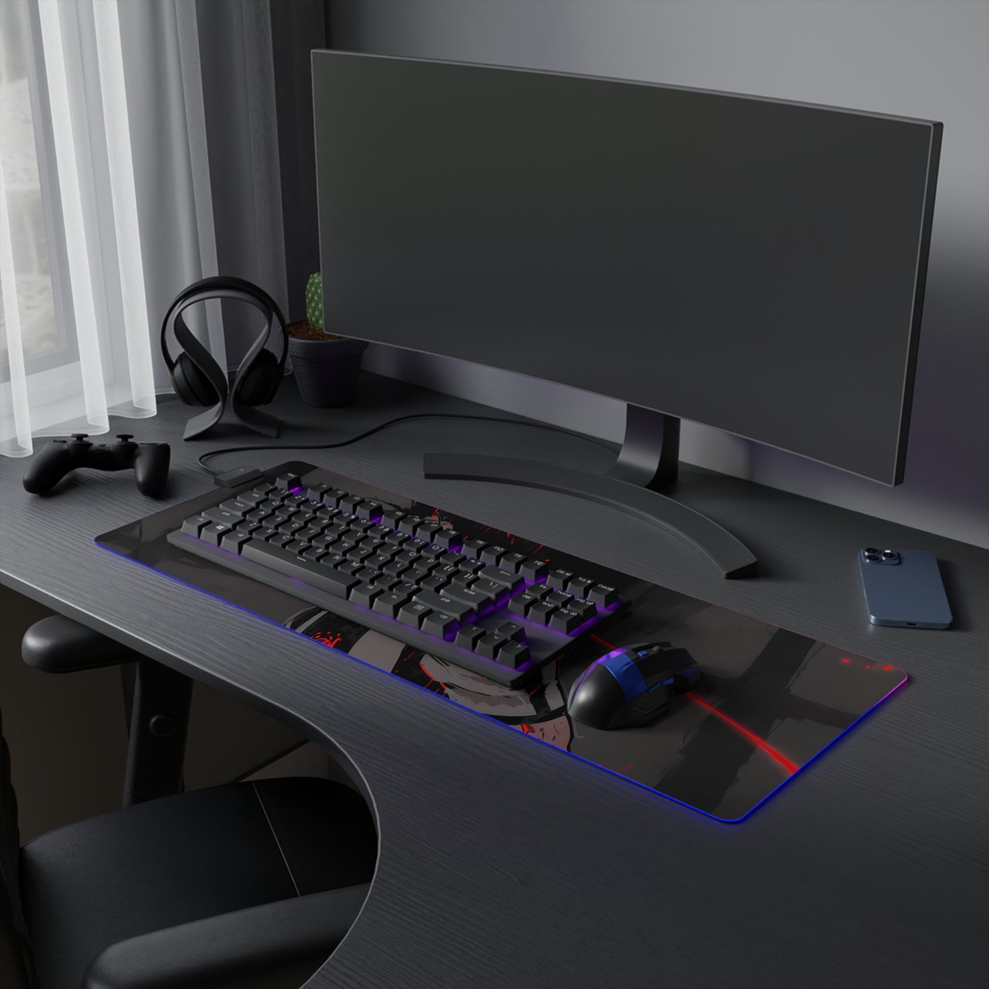 LED Gaming Mouse Pad - Blue The King Lock Baro Shoei