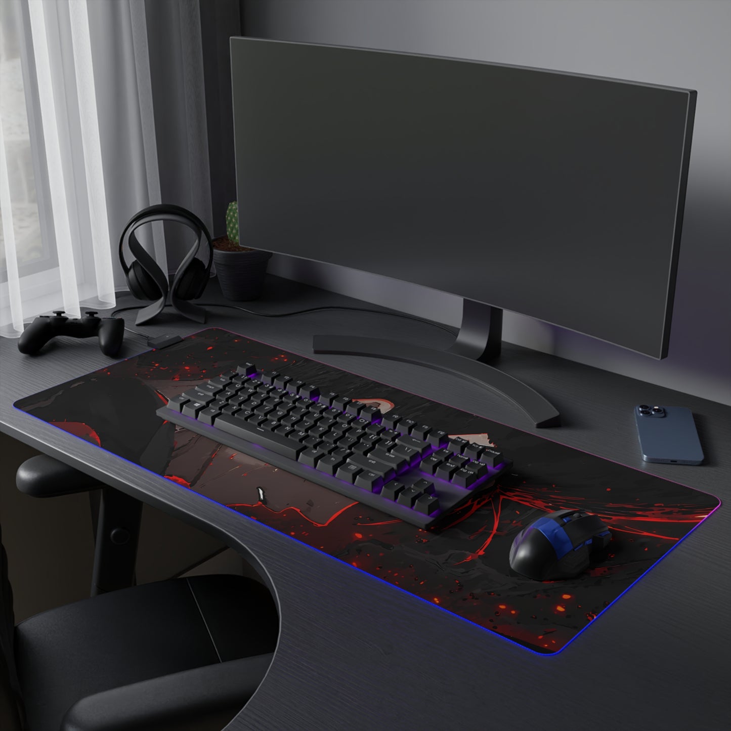 LED Gaming Mouse Pad - Blue Lock "King" Baro Shoei