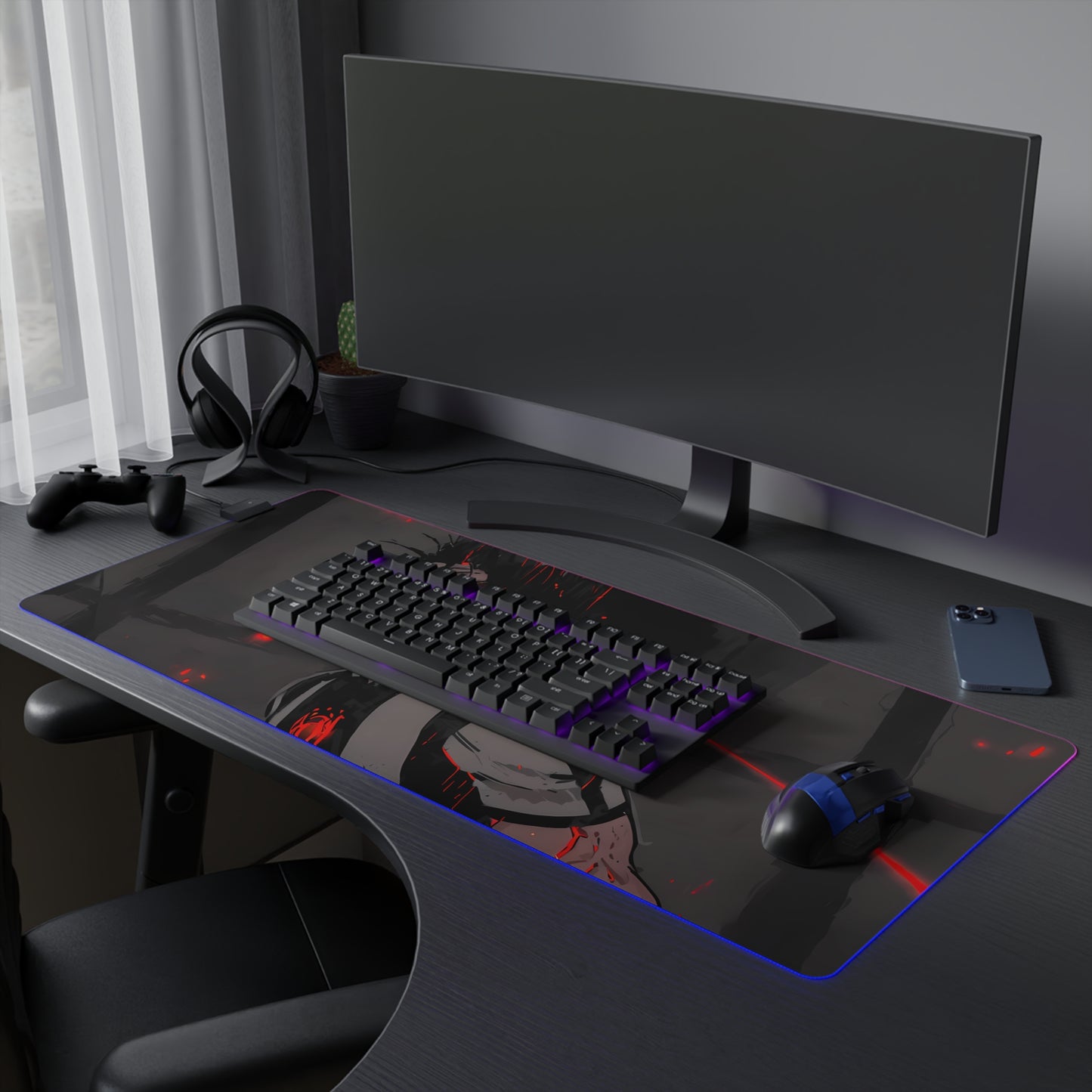 LED Gaming Mouse Pad - Blue The King Lock Baro Shoei