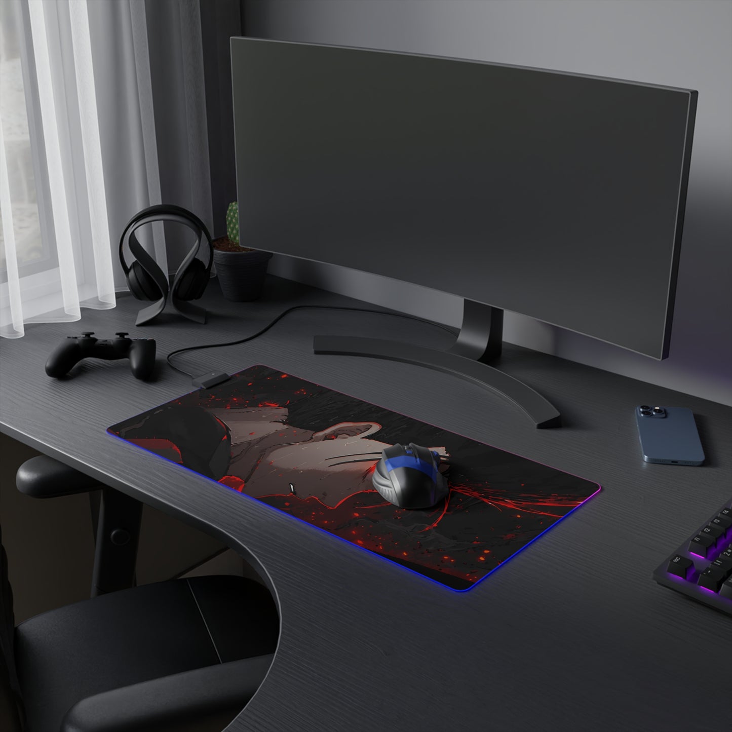LED Gaming Mouse Pad - Blue Lock "King" Baro Shoei