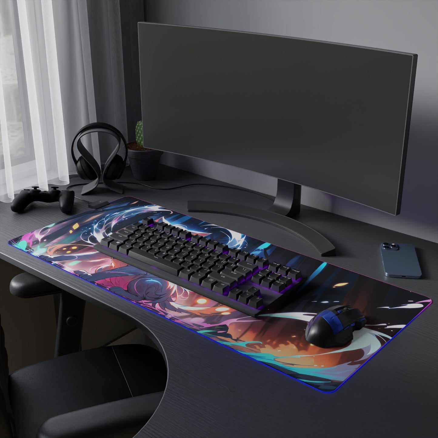 LED Gaming Mouse Pad - Enchanting Cat Design