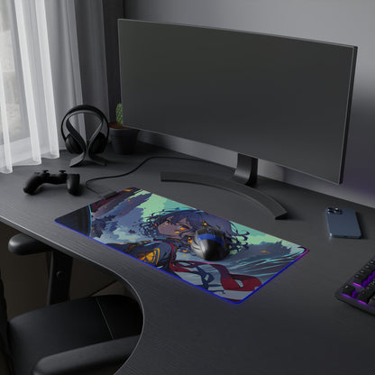 LED Gaming Mouse Pad – Anime Character Design with Colorful Edges