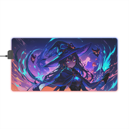 LED Gaming Mouse Pad with Mystic Witch Design - Perfect for Gamers & Anime Fans