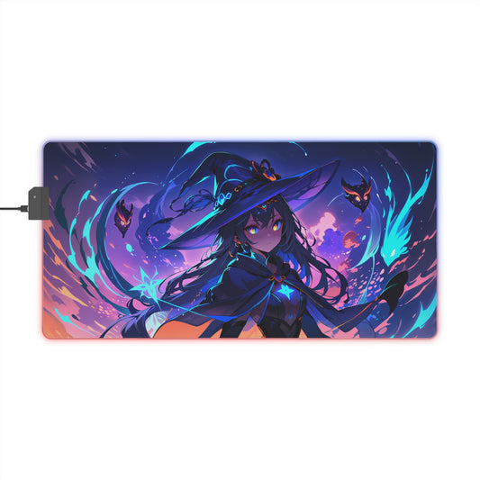 LED Gaming Mouse Pad with Mystic Witch Design - Perfect for Gamers & Anime Fans