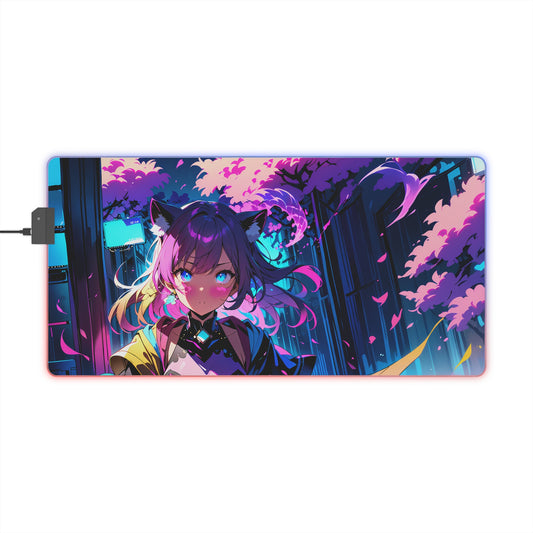 LED Gaming Mouse Pad with Anime Girl Design - RGB Backlight Gaming Accessory