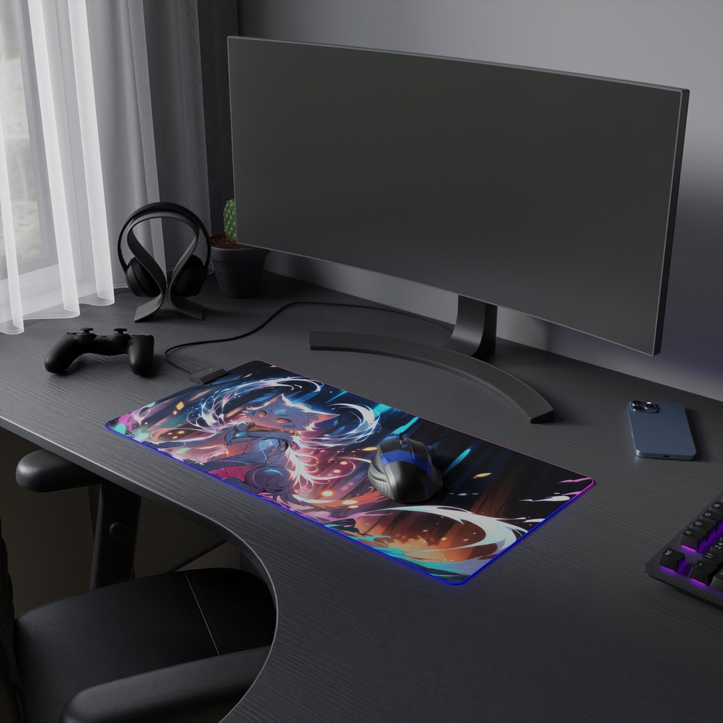 LED Gaming Mouse Pad - Enchanting Cat Design